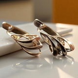 Vintage Leaf Earrings in 14K Rose Gold (ven035)