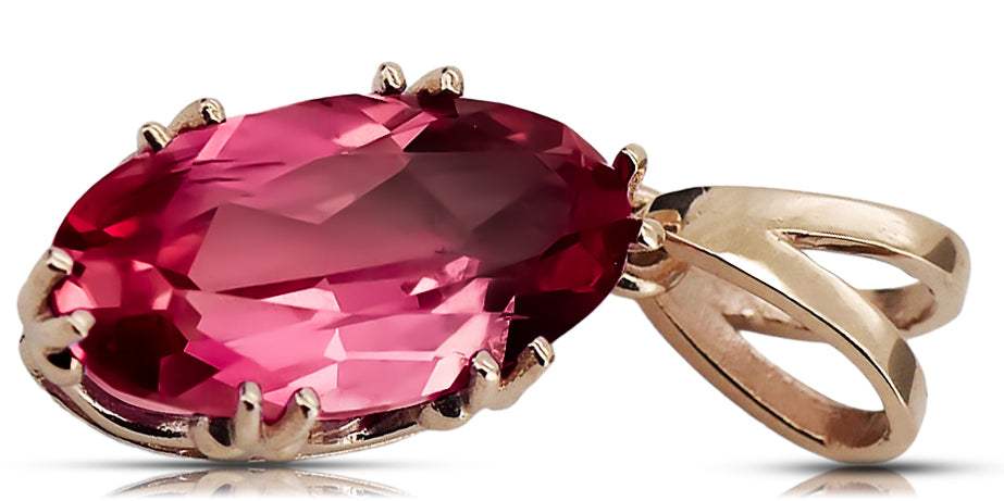 Vintage Ruby Pendant in 14K Rose Gold (vpc019r-rb) — side view showing the setting