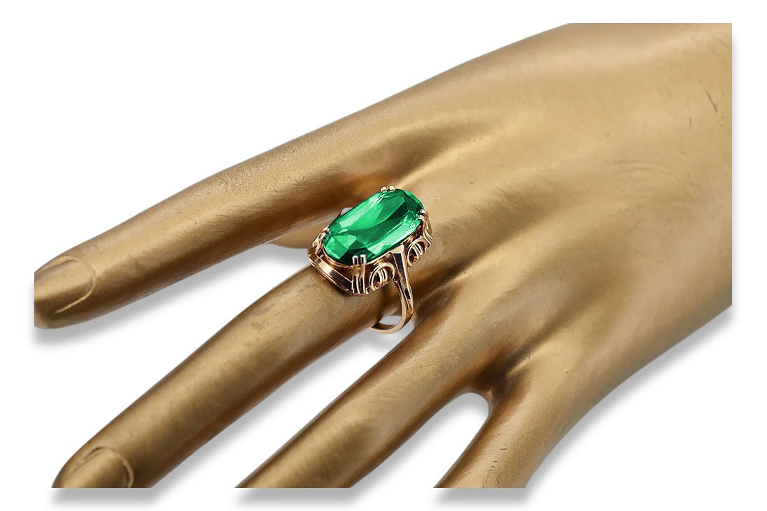 Vintage Emerald Ring in 14K Rose Gold (vrc038r-em) — close-up of the hallmark on the inner band