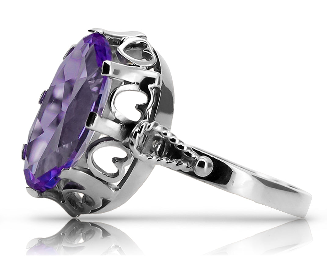 Vintage Alexandrite Ring in Sterling Silver (vrc134s-ax) — side view showing the setting