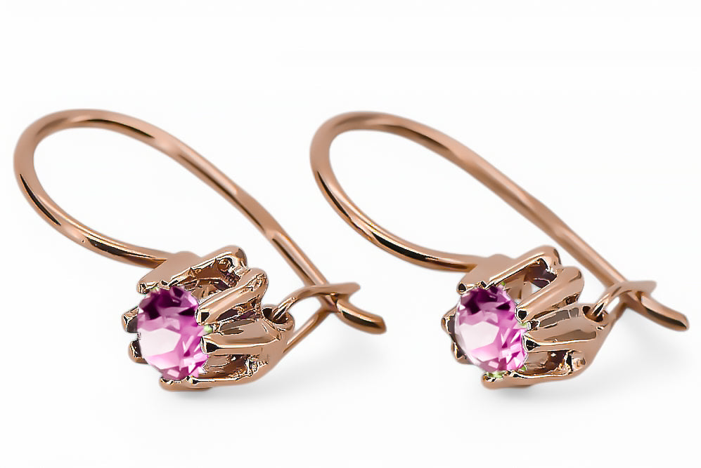 Vintage Amethyst Earrings in 14K Rose Gold (vec053r-am) — full view of the piece