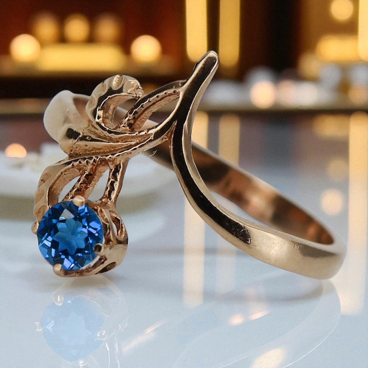 Vintage Sapphire Ring in 14K Rose Gold (vrc095r-sp)