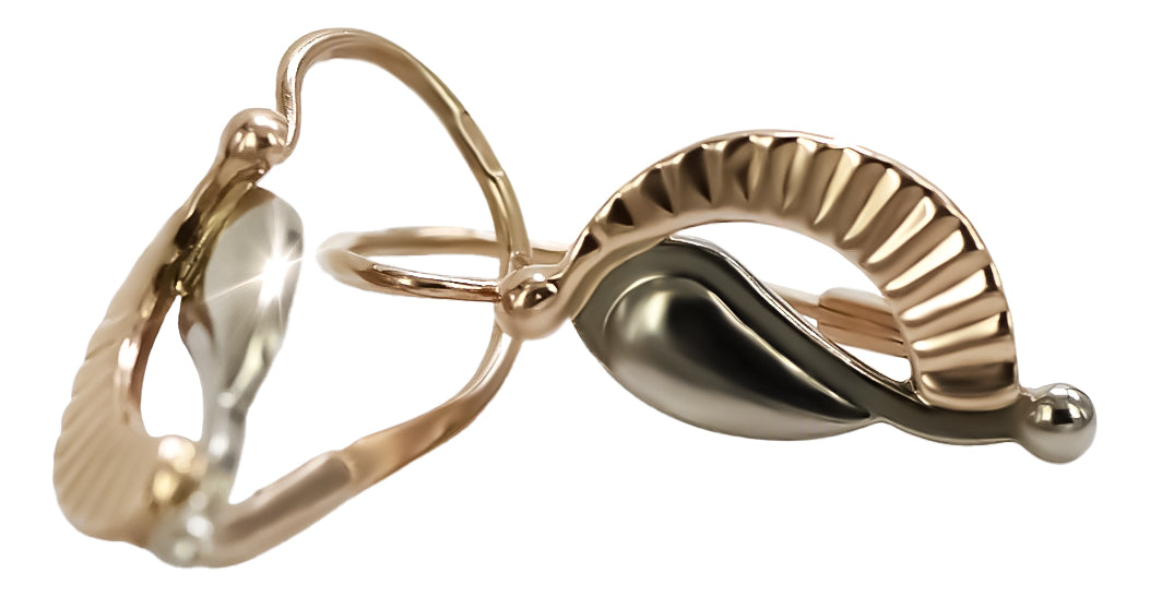Vintage Leaf Earrings in 14K Rose Gold (ven065) — view 4