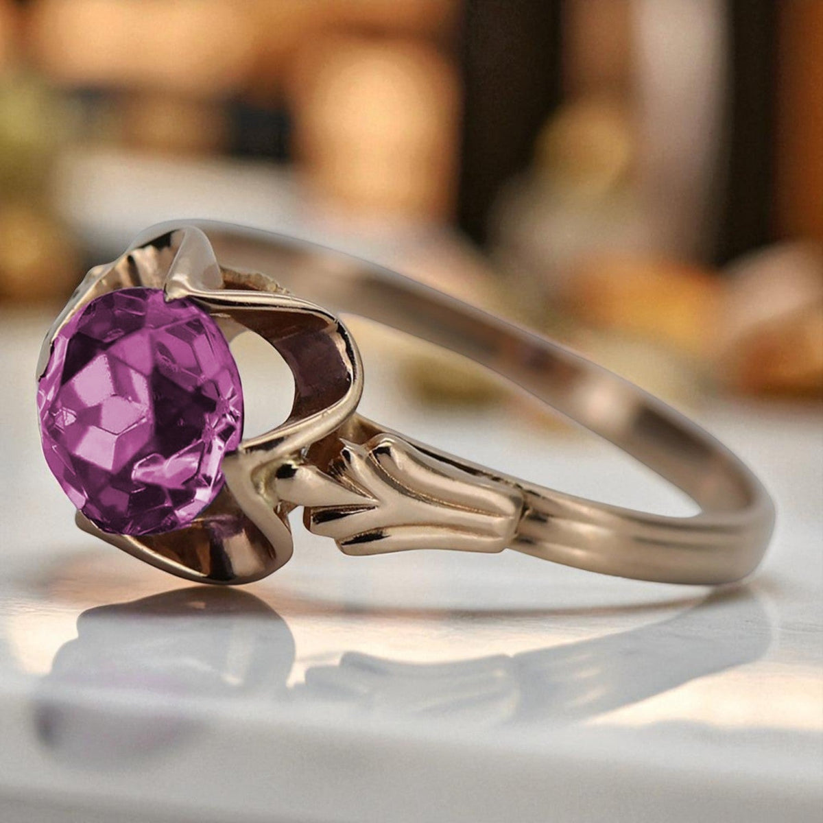 Vintage Amethyst Ring in 14K Rose Gold (vrc023r-am)