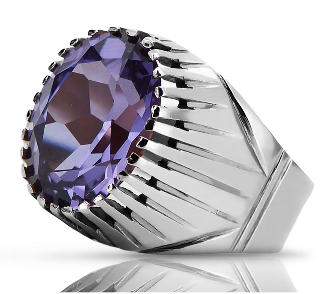 Vintage Alexandrite Ring in Sterling Silver (vrc048s-ax)