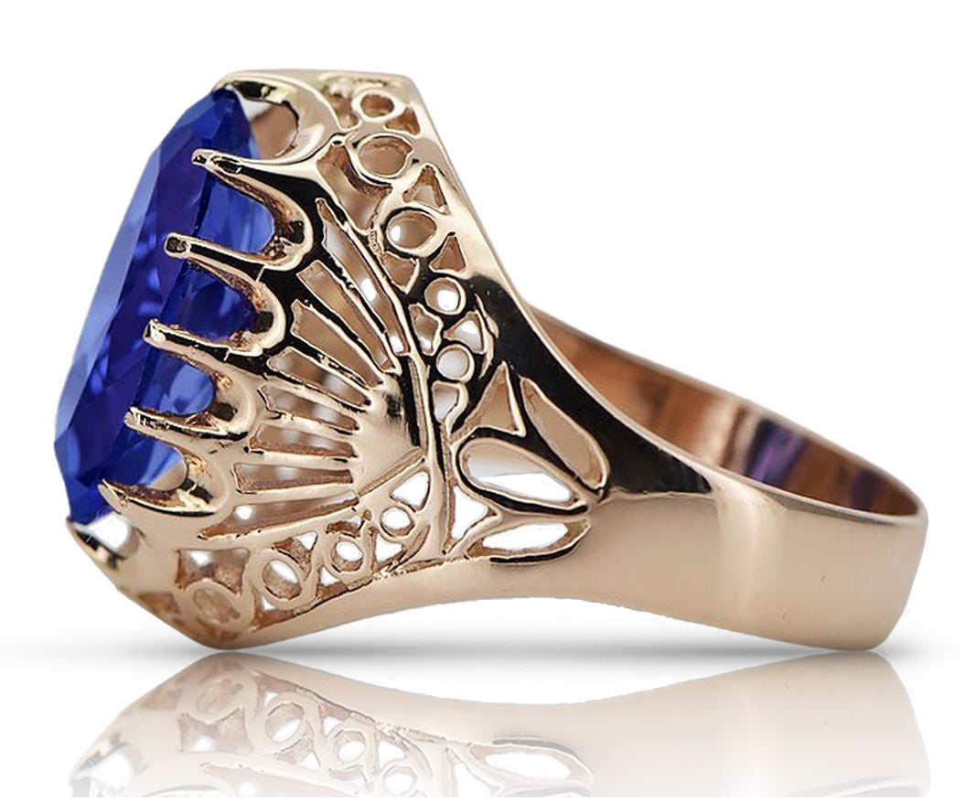 Vintage Sapphire Ring in 14K Rose Gold (vrc020r-sp) — full view of the piece