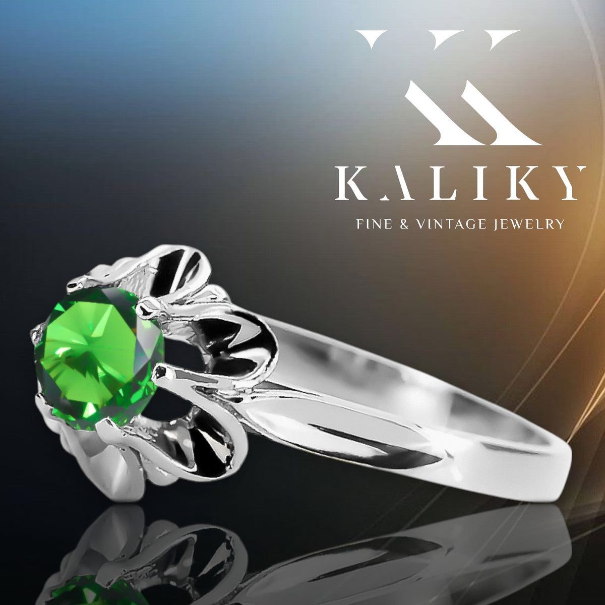Vintage Emerald Craft Ring in Sterling Silver (vrc004s-em)