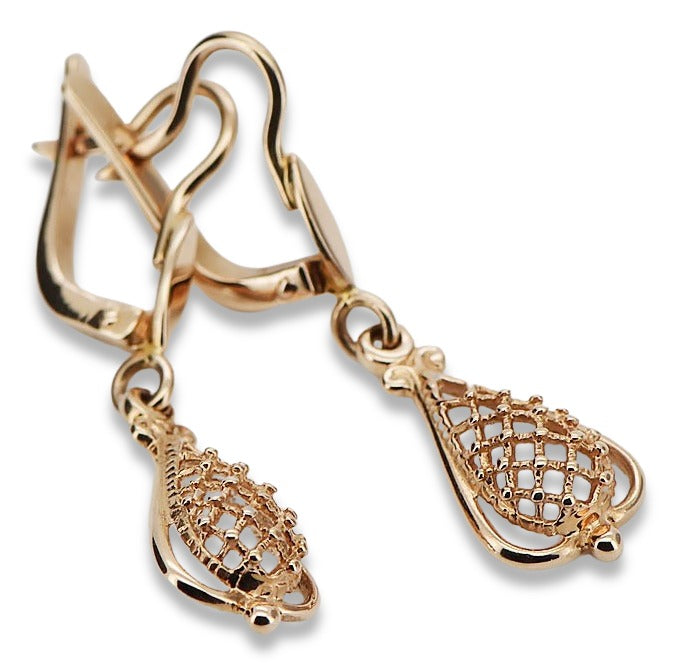 Vintage Leaf Earrings in 14K Rose Gold (ven151) — view 5