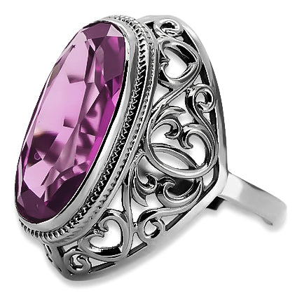 Vintage Amethyst Ring in Sterling Silver (vrc184s-am) — side view showing the setting