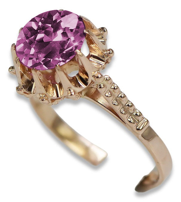 Vintage Amethyst Ring in 14K Rose Gold (vrc045r-am) — side view showing the setting