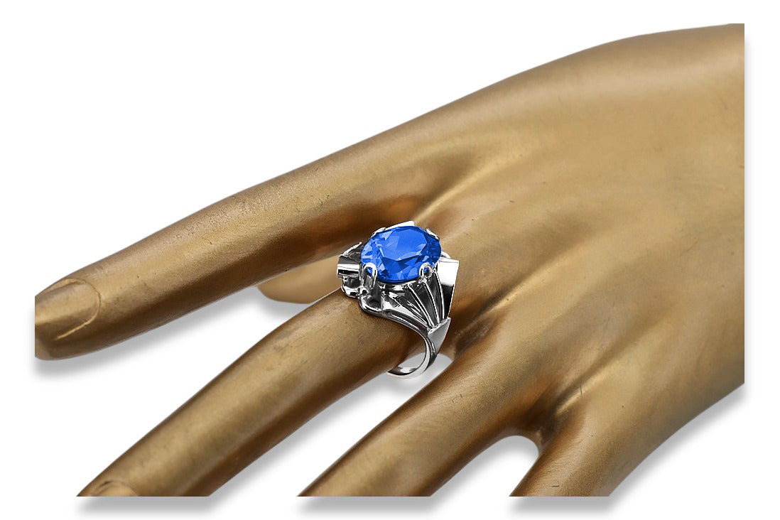 Vintage Sapphire Ring in Sterling Silver (vrc015s-sp) — full view of the piece