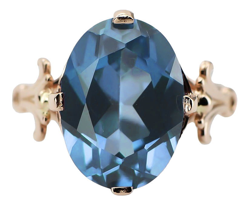 Vintage Aquamarine Craft Ring in 14K Rose Gold (vrc369r-aq) — close-up of the hallmark on the inner band