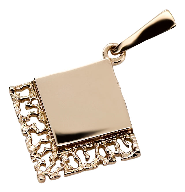 Vintage Leaf Pendant in Rose Gold-Plated Sterling Silver (vpn041rp) — side view showing the setting