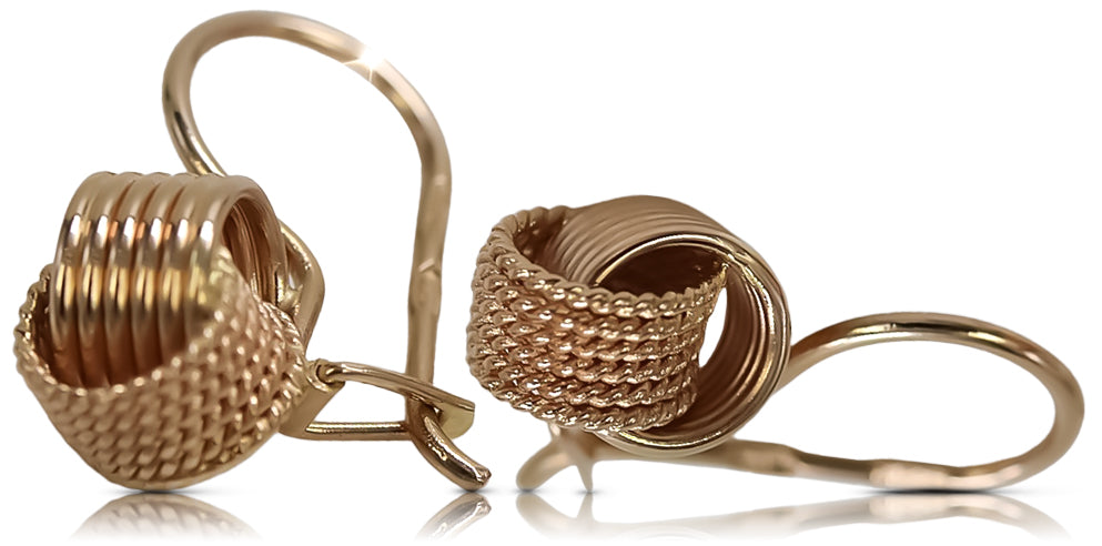 Vintage Hoops Earrings in 14K Rose Gold (ven149) — full view of the piece