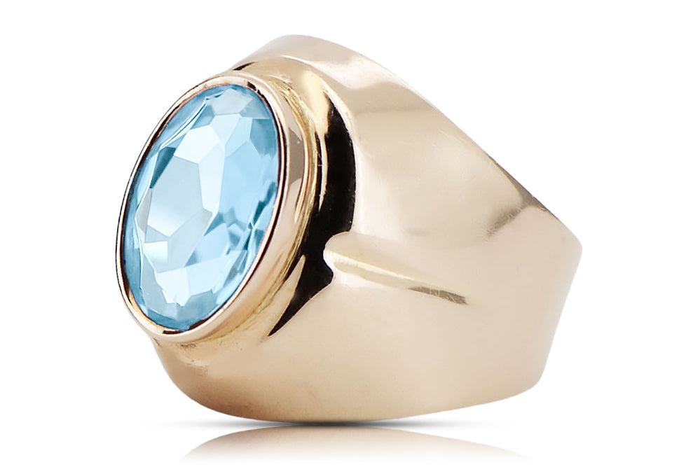 Vintage Aquamarine Ring in 14K Rose Gold (vrc296r-aq) — full view of the piece
