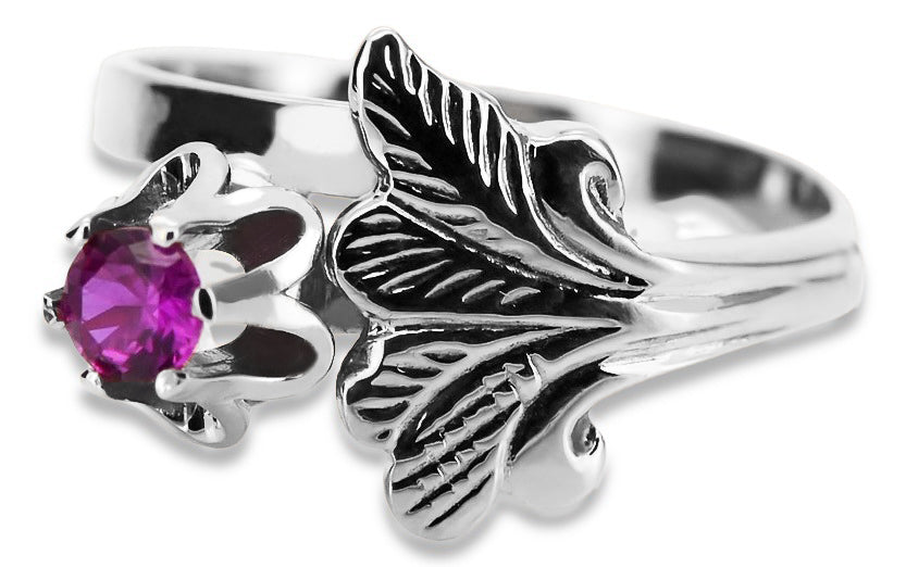 Vintage Ruby Ring in Sterling Silver (vrc169s-rb) — full view of the piece