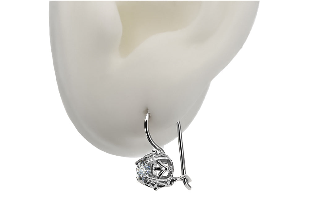 Vintage Zircon Earrings in Sterling Silver (vec145s-zi)