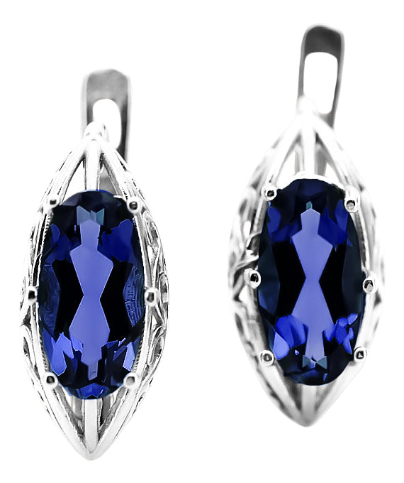 Vintage Sapphire Earrings in Sterling Silver (vec141s-sp)