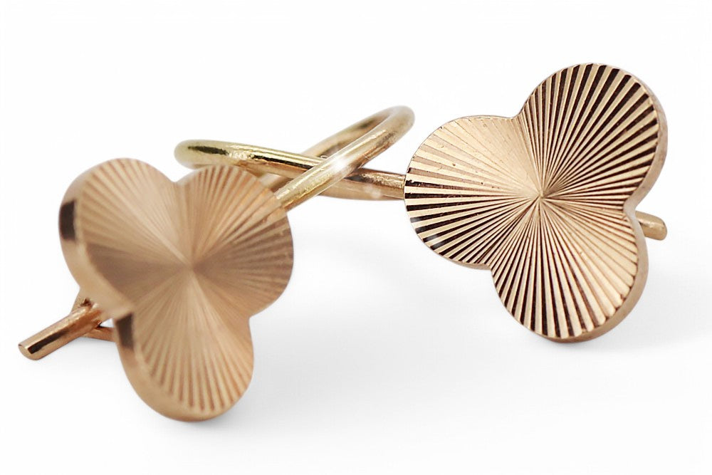 Vintage Leaf Earrings in 14K Rose Gold (ven108) — view 2