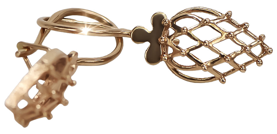 Vintage Leaf Earrings in 14K Rose Gold (ven014) — side view showing the setting