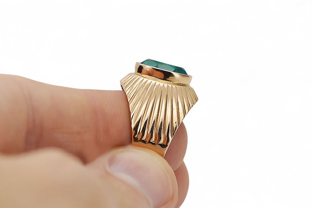 Vintage Emerald Ring in 14K Rose Gold (vrc127r-em) — full view of the piece