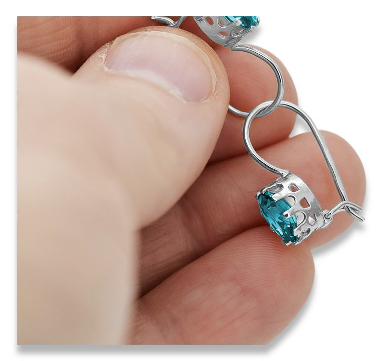 Vintage Aquamarine Earrings in Sterling Silver (vec196s-aq) — close-up of the hallmark on the inner band