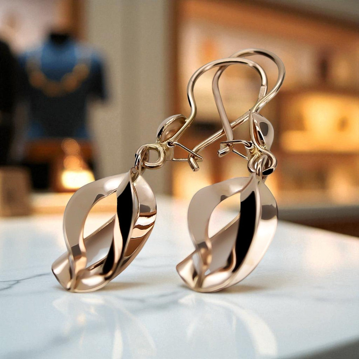 Vintage Hanging Earrings in 14K Rose Gold (ven053)