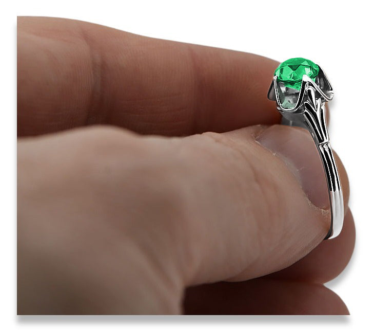 Vintage Emerald Ring in Sterling Silver (vrc023s-em) — close-up of the hallmark on the inner band