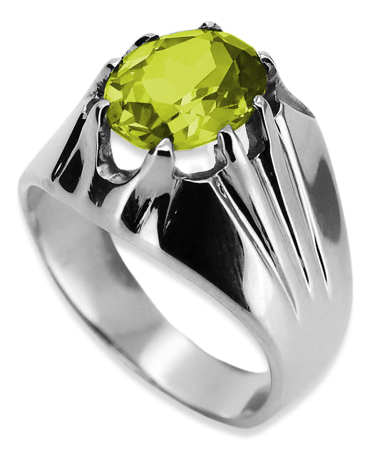 Vintage Yellow Peridot Ring in Sterling Silver (vrc016s-yp)