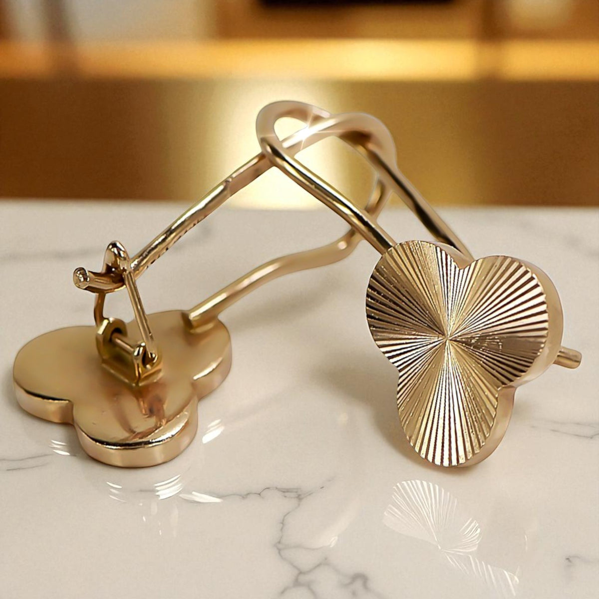Vintage Leaf Earrings in 14K Rose Gold (ven108)