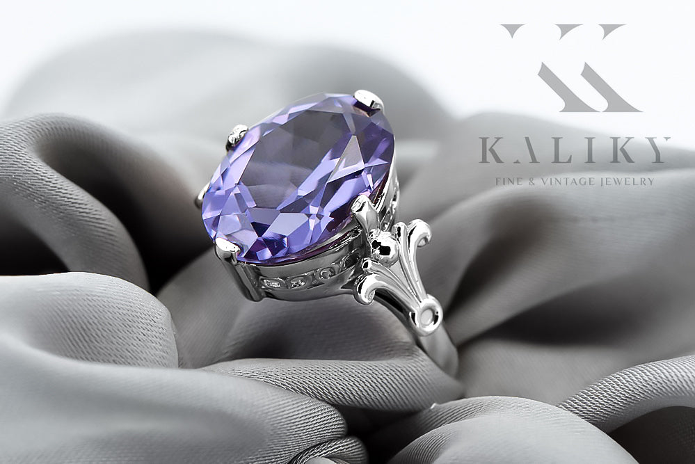 Vintage Alexandrite Ring in Sterling Silver (vrc369s-ax) — close-up of the hallmark on the inner band