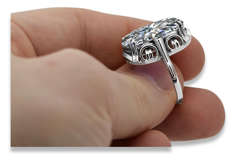 Vintage Zircon Cubic Ring in Sterling Silver (vrc038s-zi) — side view showing the setting