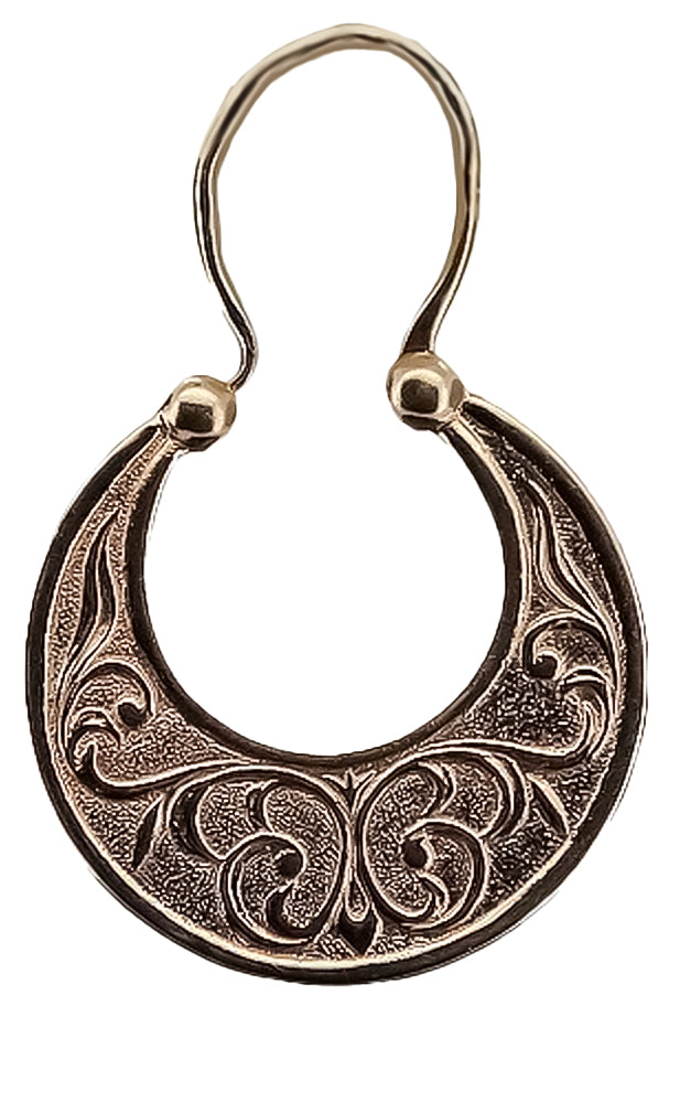 Vintage Gipsy Earrings in 14K Rose Gold (ven050r) — close-up of the hallmark on the inner band