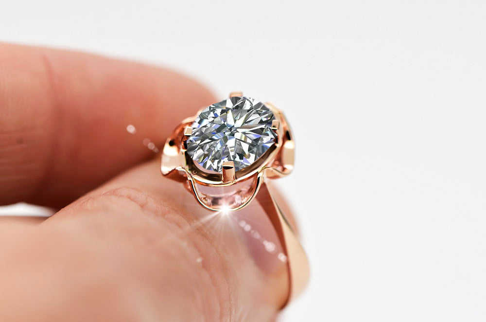 Vintage Zircon Ring in 14K Rose Gold (vrc206r-zi) — close-up of the hallmark on the inner band