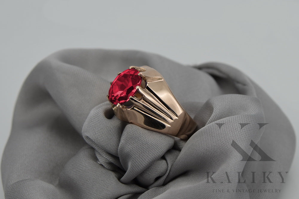 Vintage Ruby Ring in 14K Rose Gold (vrc016r-rb) — back view with the clasp