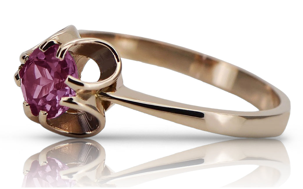 Vintage Amethyst Ring in 14K Rose Gold (vrc348r-am) — side view showing the setting