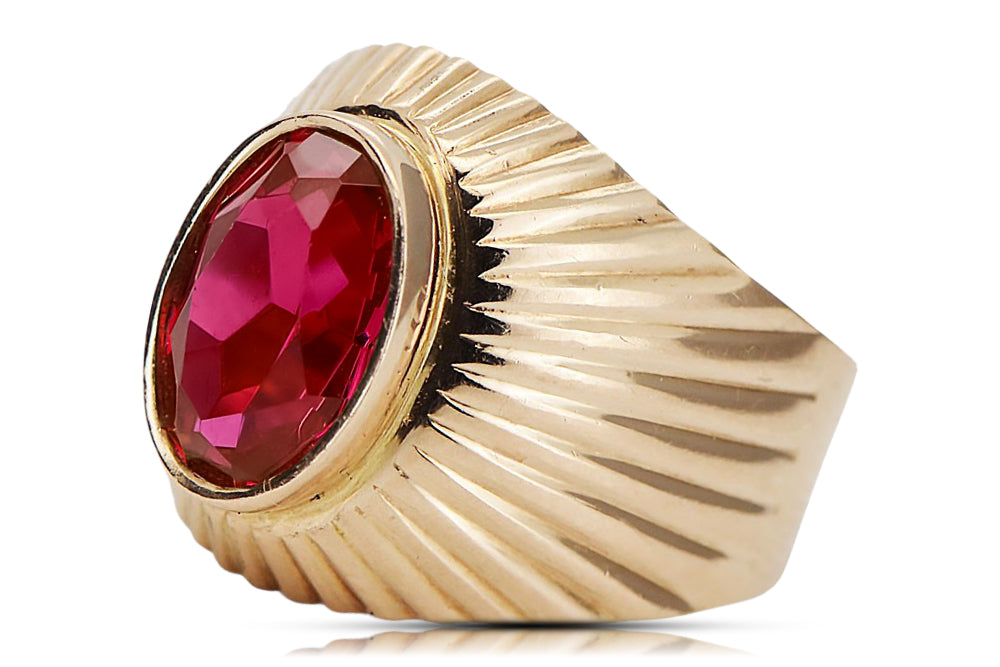 Vintage Ruby Ring in 14K Rose Gold (vrc127r-rb) — worn on the hand, showing profile