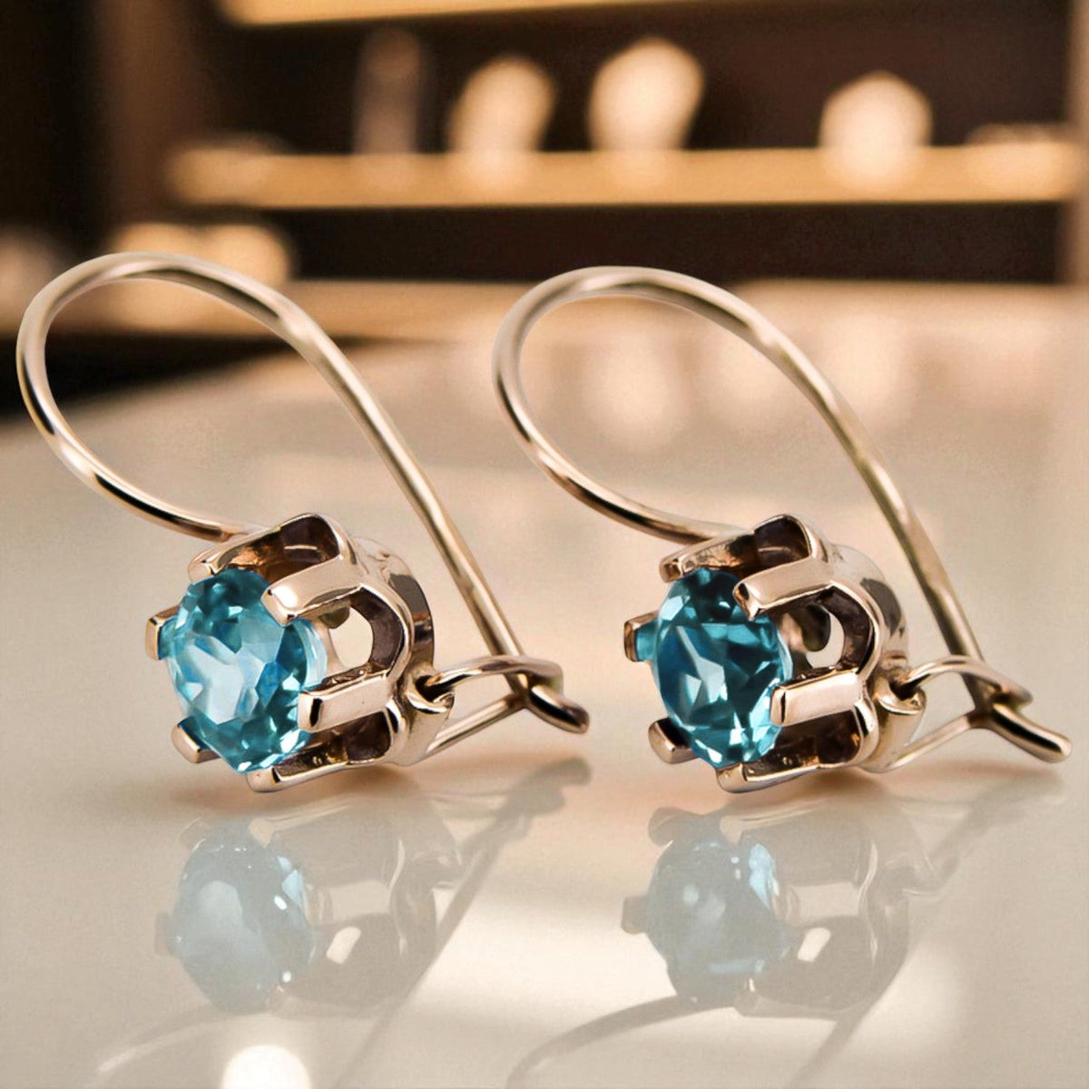 Vintage Aquamarine Earrings in 14K Rose Gold (vec019r-aq)