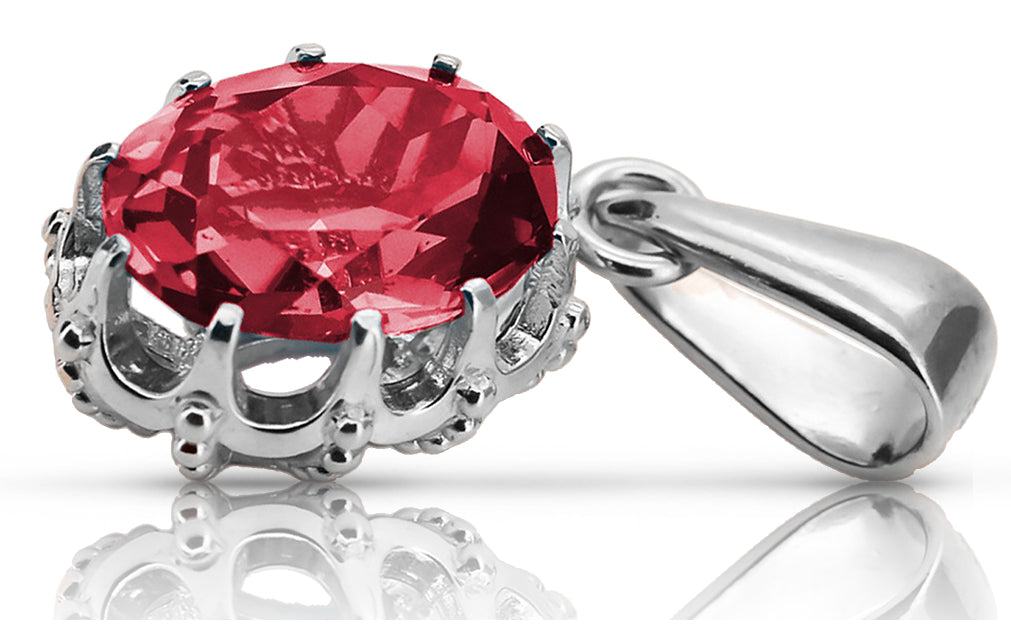 Vintage Ruby Pendant in Sterling Silver (vpc008s-rb)