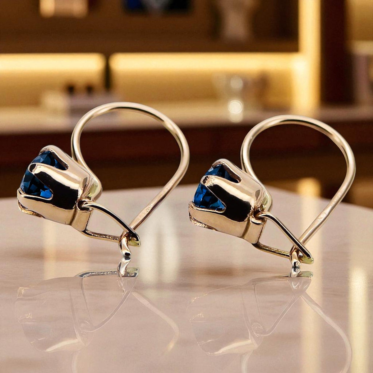 Vintage Sapphire Craft Earrings in 14K Rose Gold (vec056r-sp)