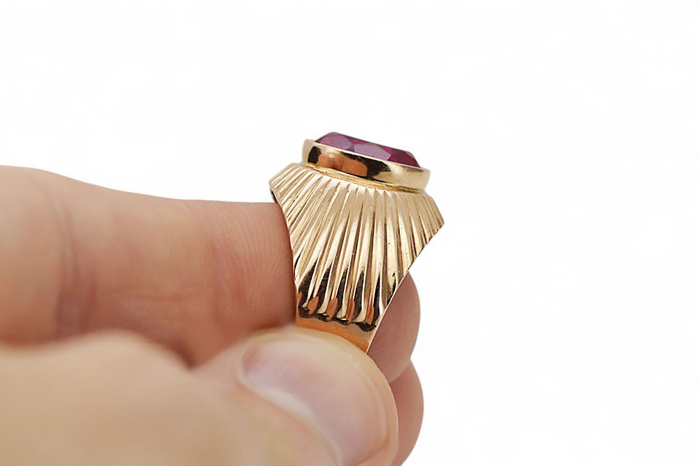 Vintage Amethyst Craft Ring in 14K Rose Gold (vrc127r-am) — full view of the piece