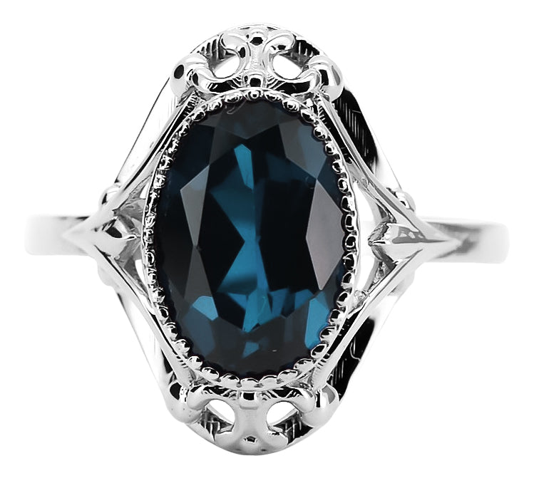 Vintage Aquamarine Ring in Sterling Silver (vrc128s-aq) — close-up of the hallmark on the inner band
