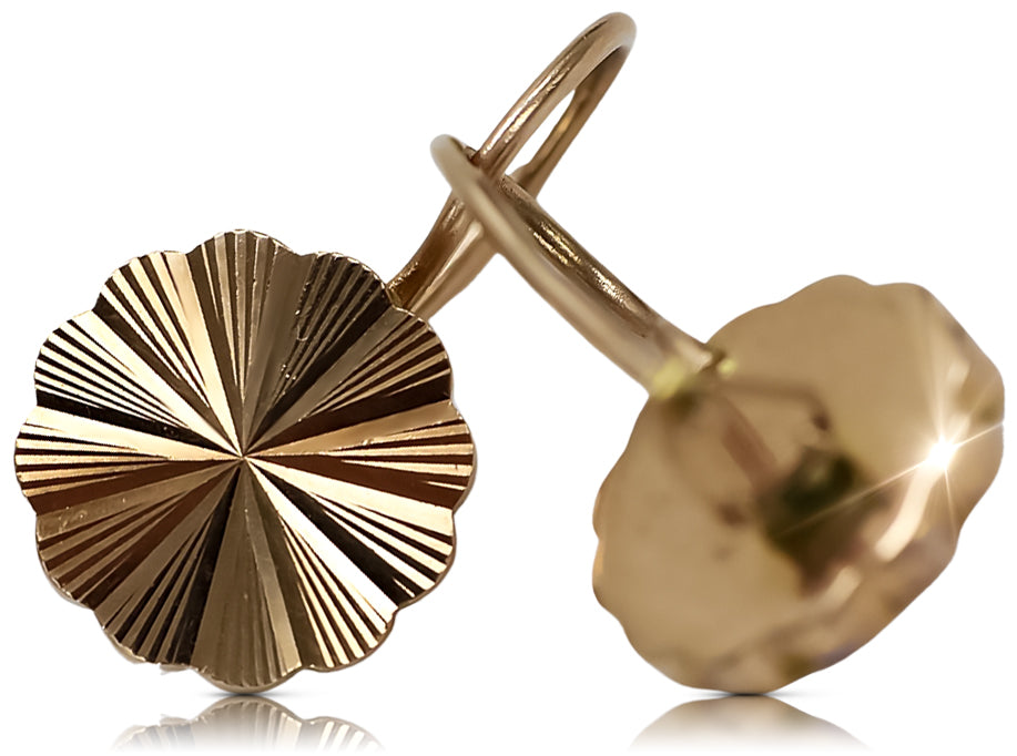 Vintage Flower Earrings in 14K Rose Gold (ven135) — view 2