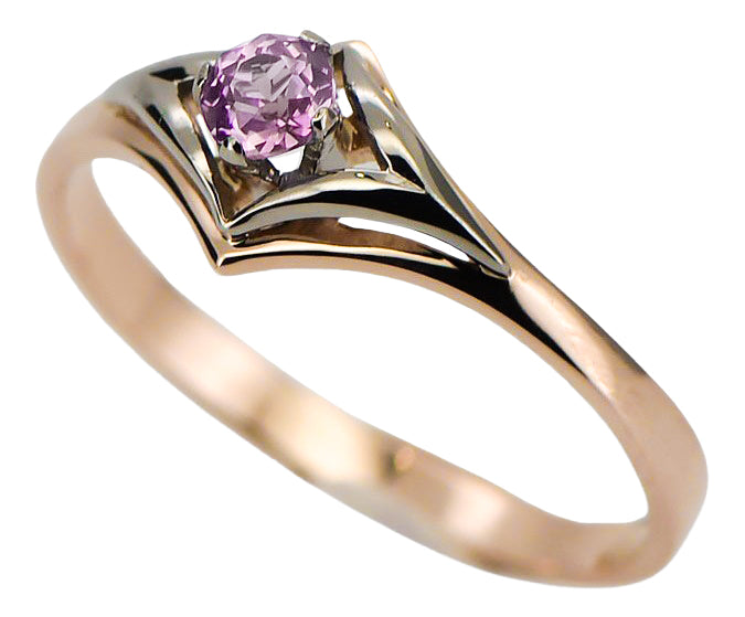 Vintage Amethyst Craft Ring in 14K Rose Gold (vrc351r-am) — close-up of the stone and setting