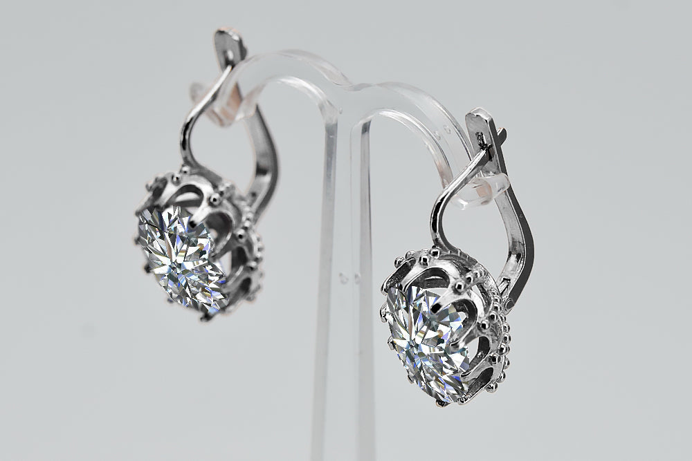 Vintage Zircon Earrings in Sterling Silver (vec079s-zi) — close-up of the hallmark on the inner band