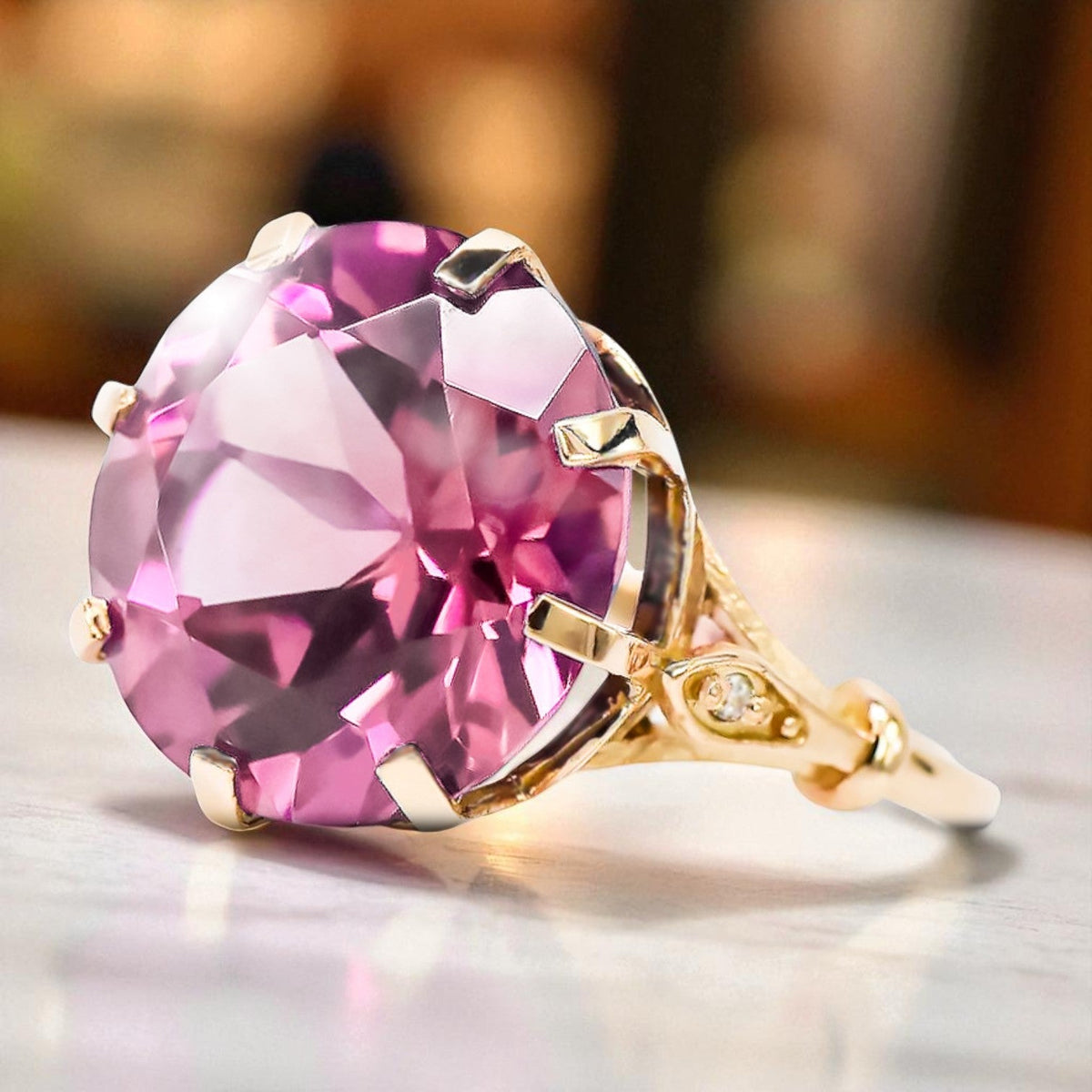 Vintage Amethyst Ring in 14K Rose Gold (vrc073r-am)