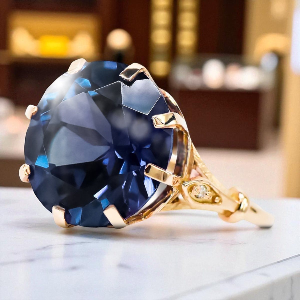 Vintage Sapphire Ring in 14K Rose Gold (vrc073r-sp)