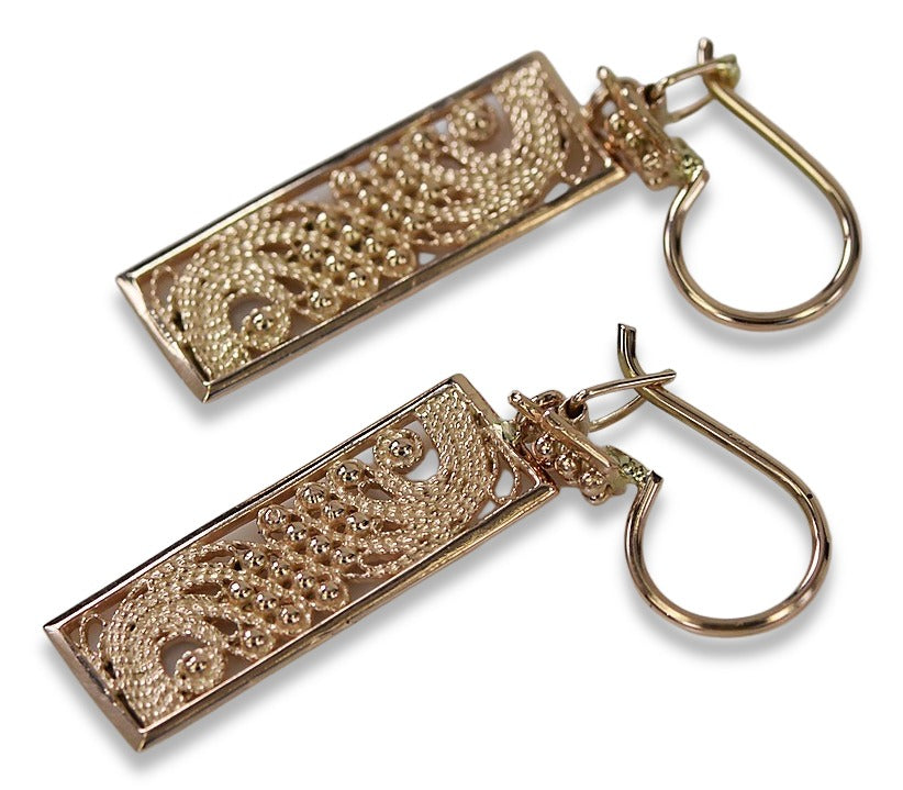 Vintage Hanging Earrings in 14K Rose Gold (ven171) — view 4