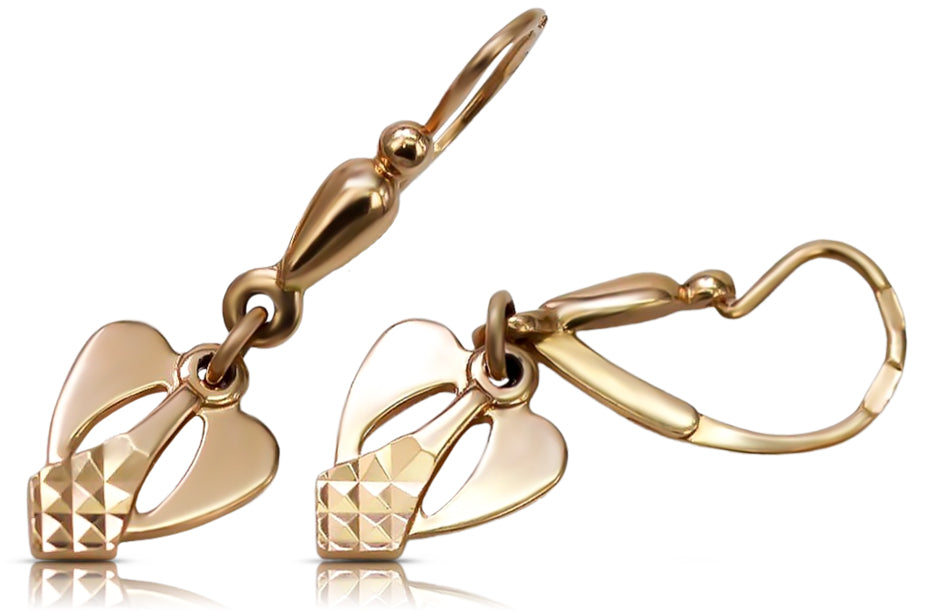 Vintage Leaf Earrings in 14K Rose Gold (ven245) — full view of the piece