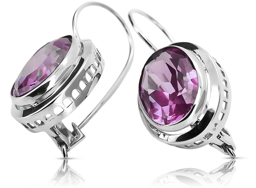 Vintage Amethyst Earrings in Sterling Silver (vec114s-am)